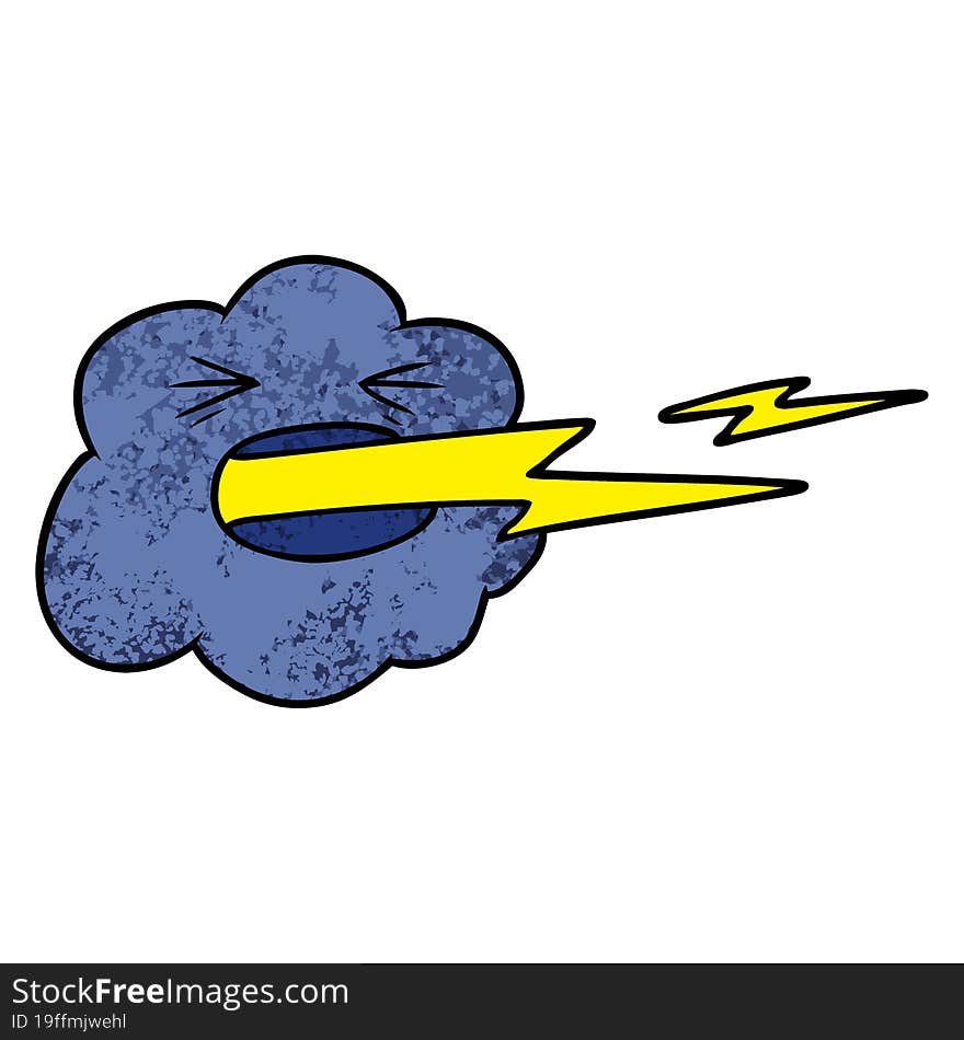 cartoon thundercloud spitting lightning. cartoon thundercloud spitting lightning