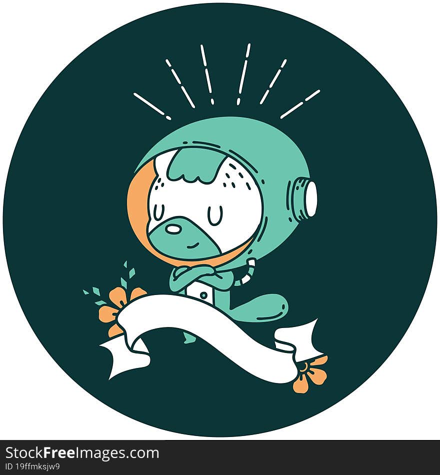 icon of a tattoo style animal in astronaut suit