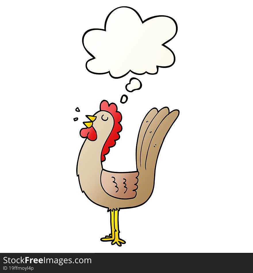 cartoon rooster with thought bubble in smooth gradient style