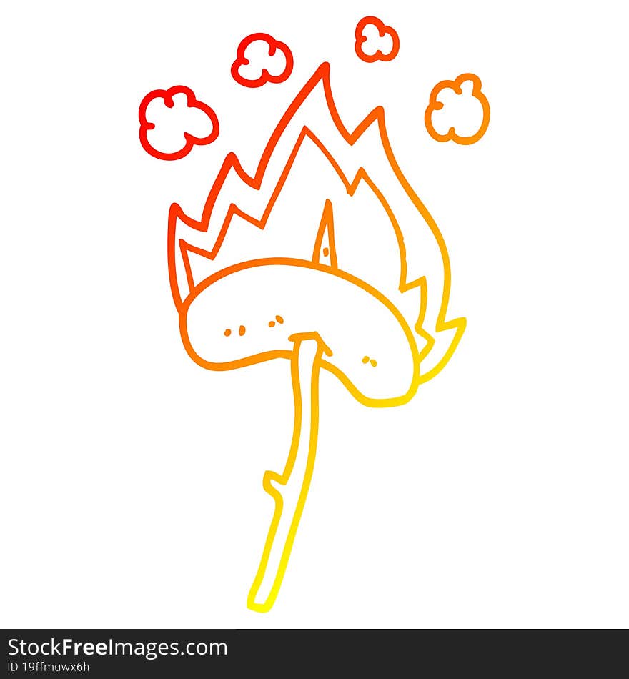 warm gradient line drawing cartoon hot dog