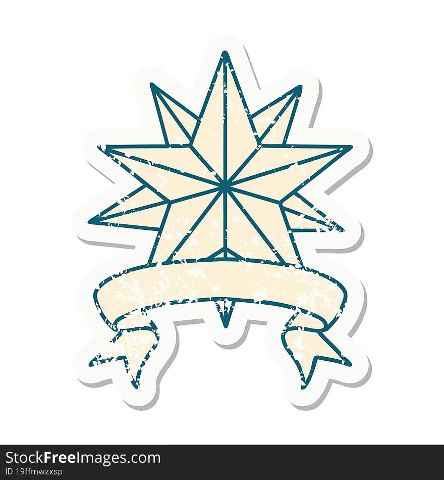 Grunge Sticker With Banner Of A Star