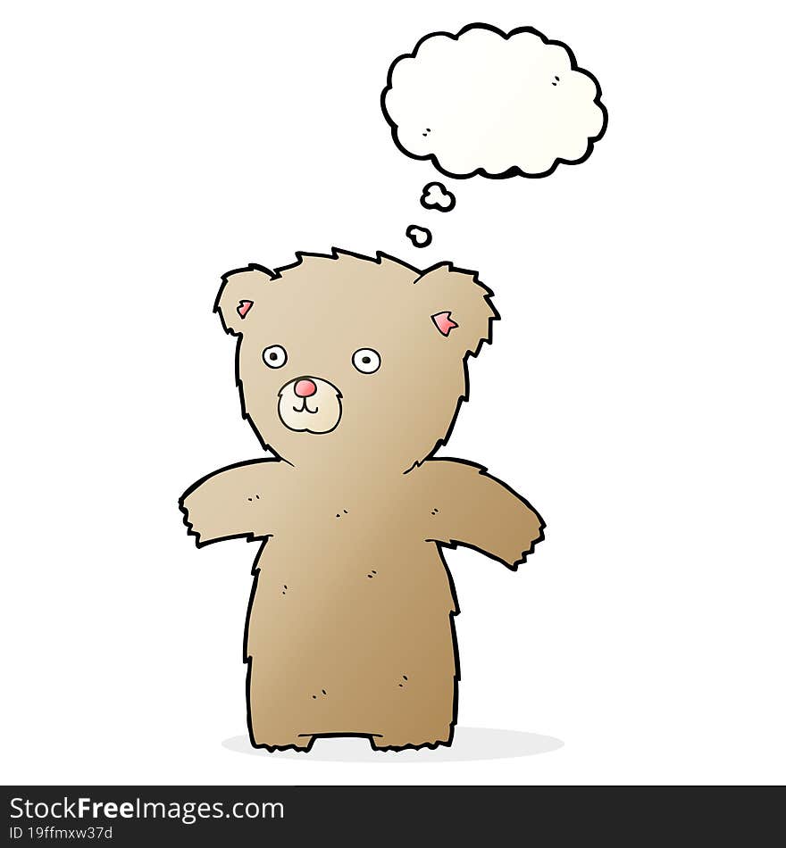 Cute Cartoon Teddy Bear With Thought Bubble