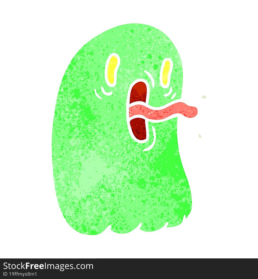 Retro Cartoon Of Kawaii Scary Ghost