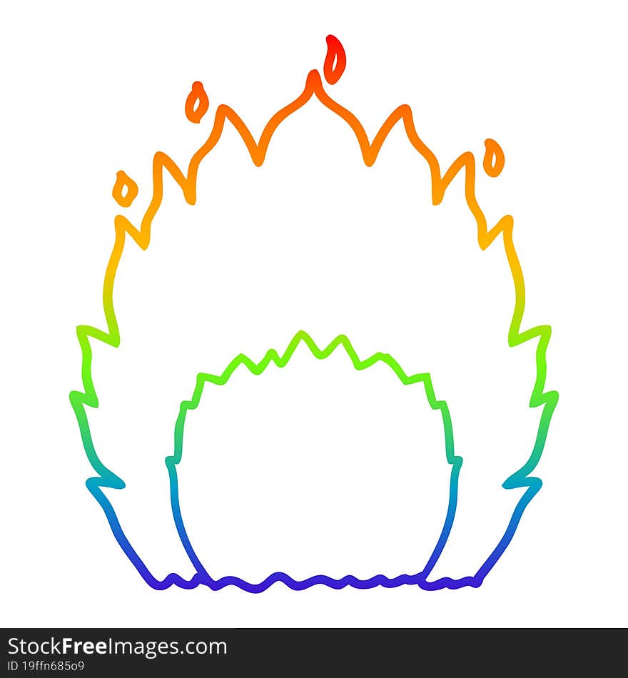 rainbow gradient line drawing cartoon fire