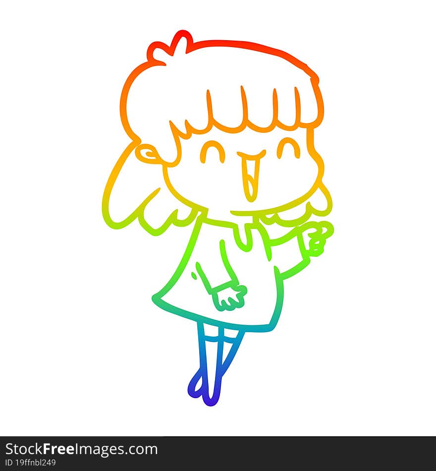 rainbow gradient line drawing of a cartoon woman