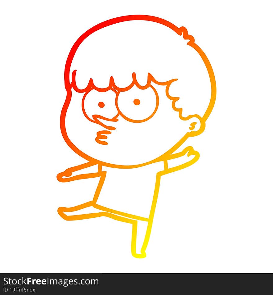 warm gradient line drawing cartoon curious boy