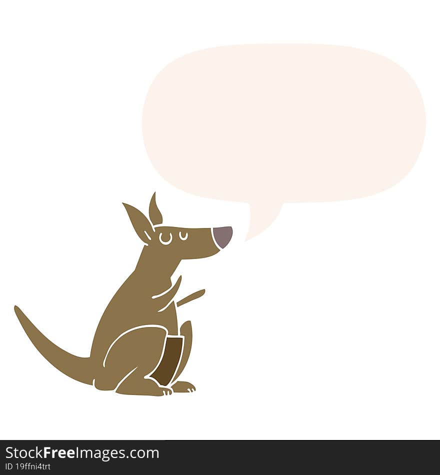 cartoon kangaroo and speech bubble in retro style