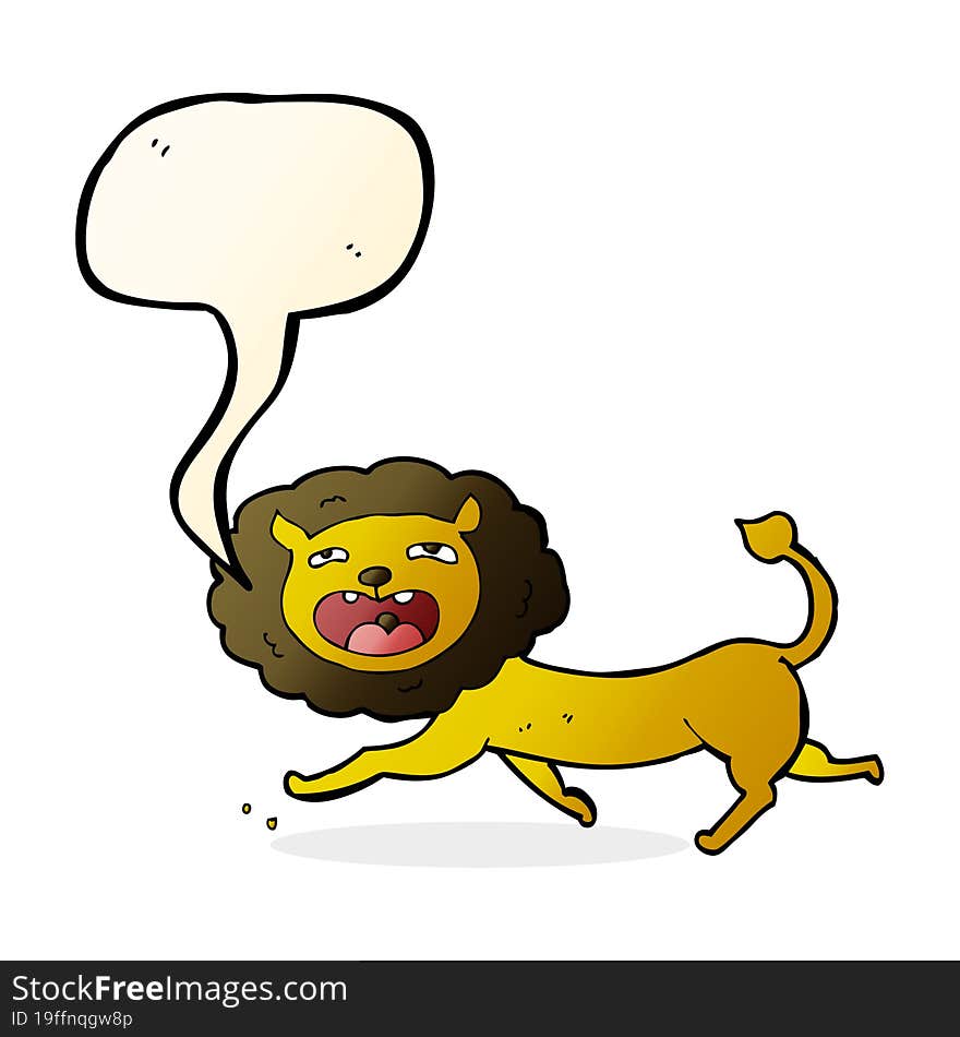 cartoon lion with speech bubble