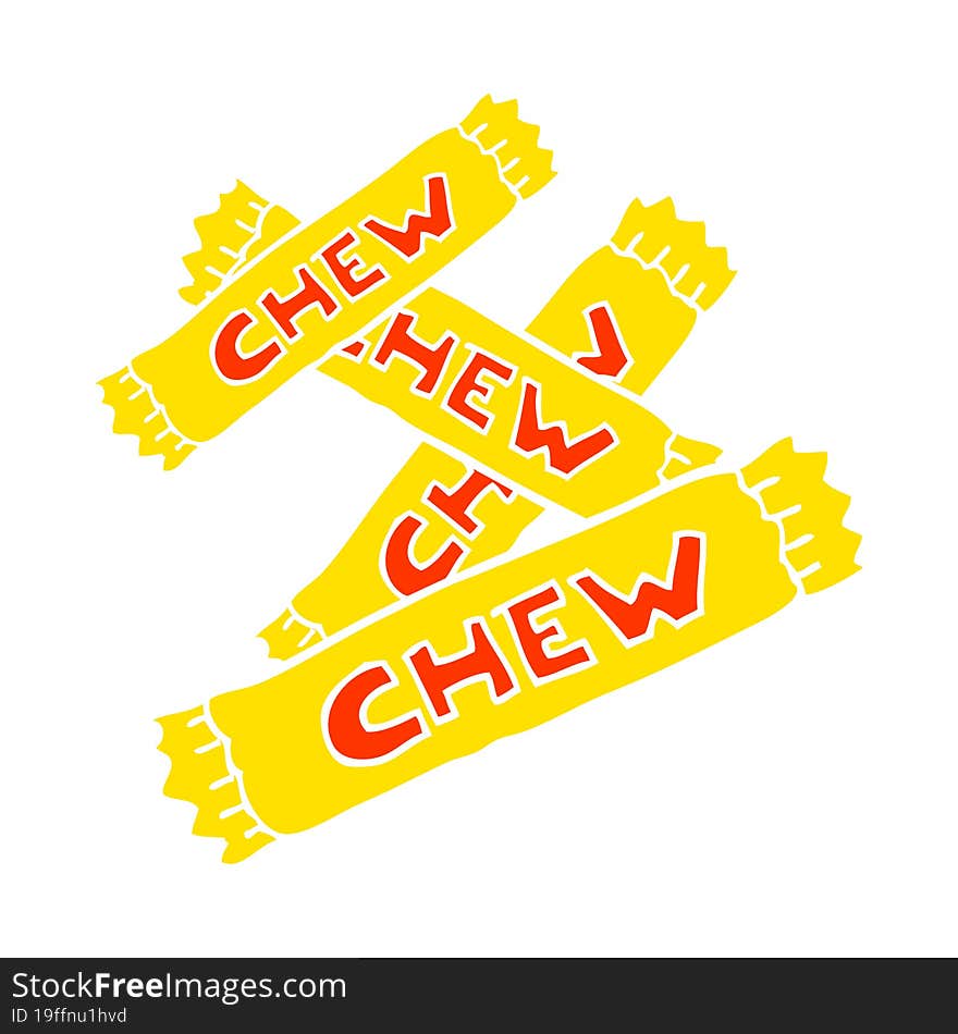 flat color illustration of a cartoon chew candy