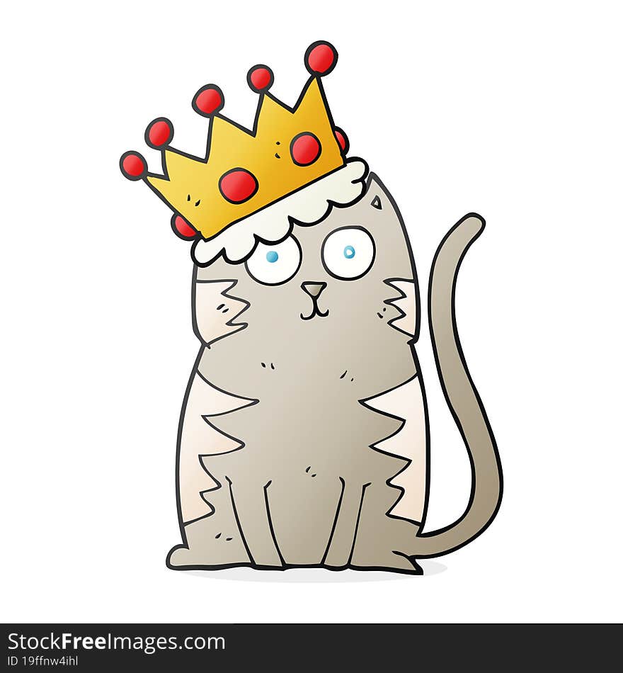 freehand drawn cartoon cat with crown