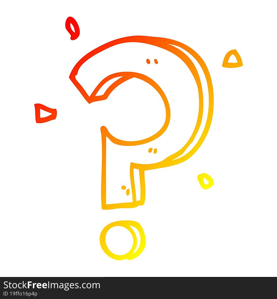 warm gradient line drawing cartoon question mark