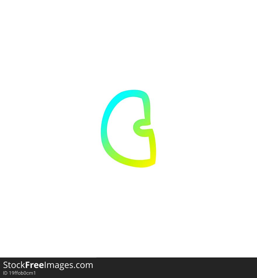 Cold Gradient Line Drawing Cartoon Letter C