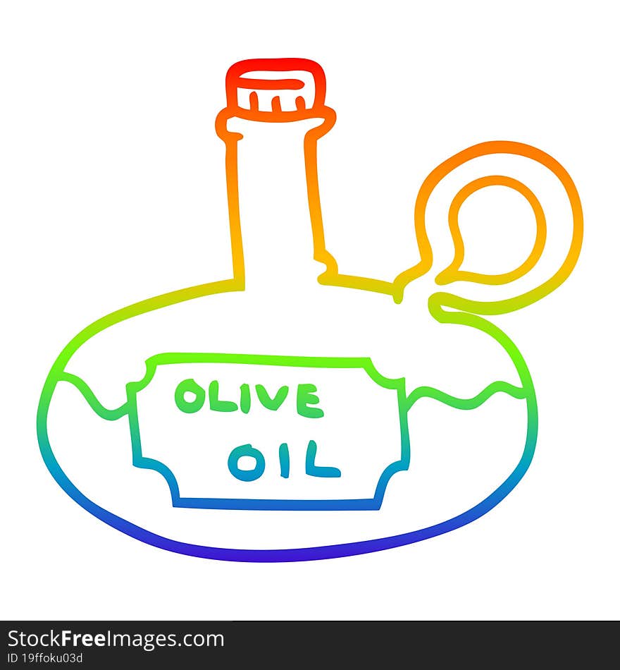 Rainbow Gradient Line Drawing Cartoon Olive Oil