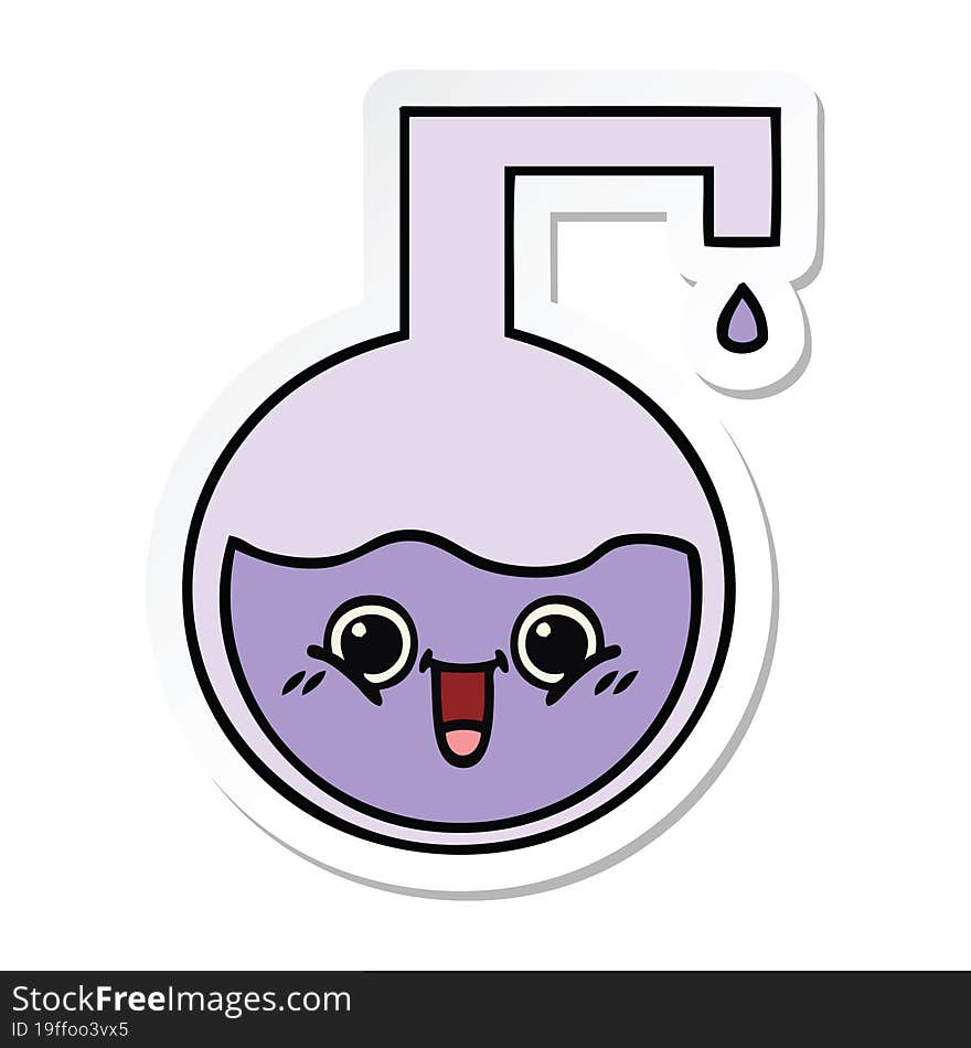 sticker of a cute cartoon science experiment