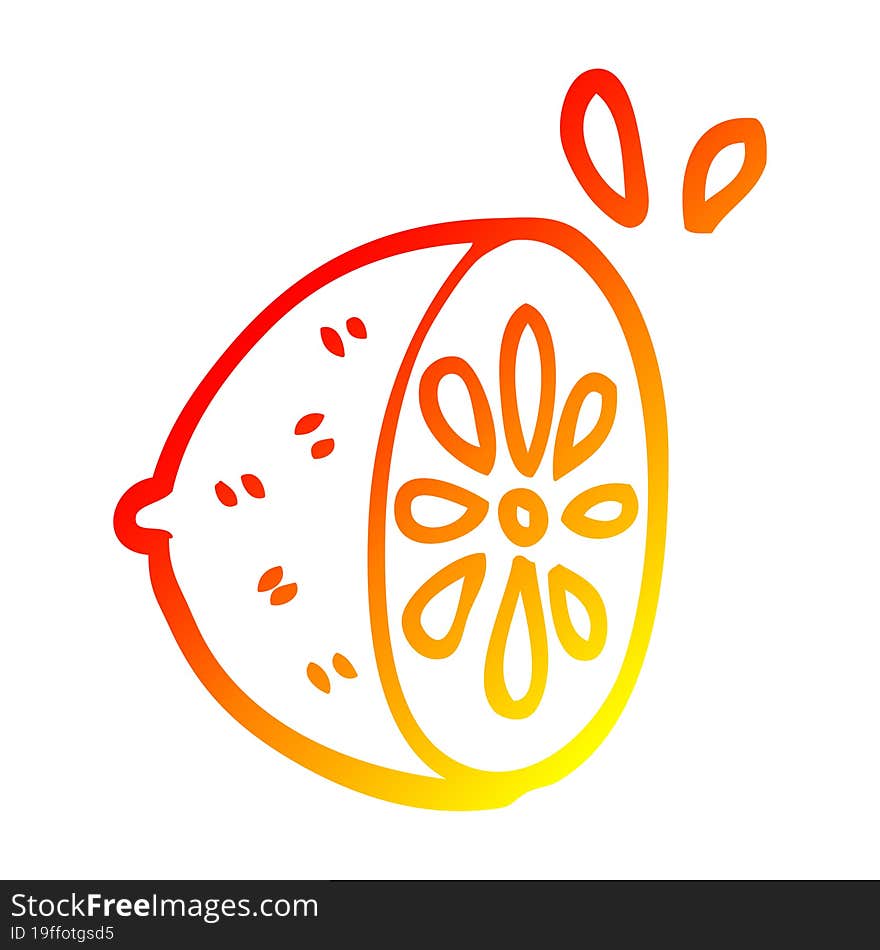 warm gradient line drawing cartoon lemon fruit