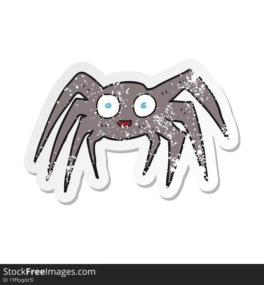 retro distressed sticker of a cartoon spider