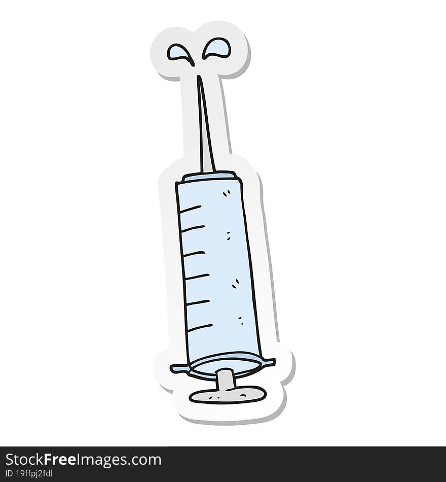 sticker of a cartoon medical needle