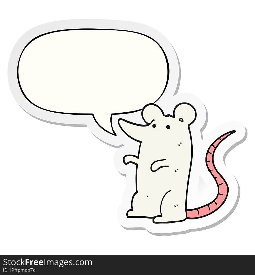 cartoon rat with speech bubble sticker. cartoon rat with speech bubble sticker