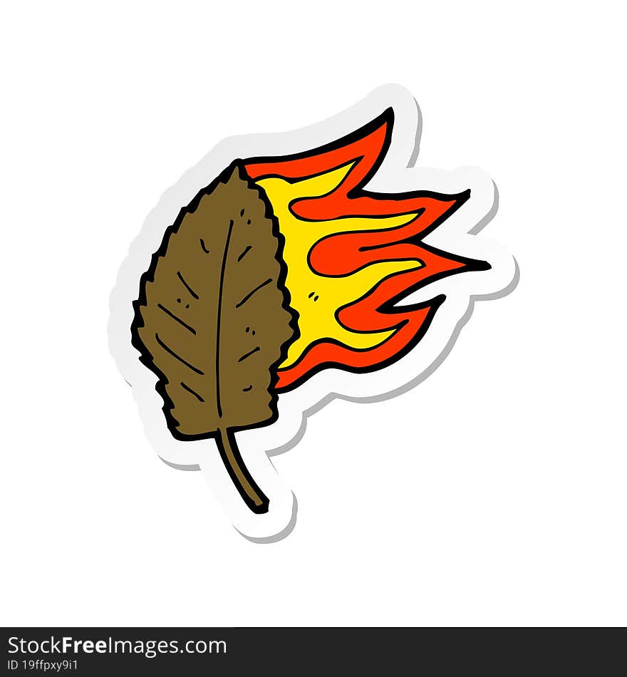 sticker of a cartoon burning dry leaf symbol