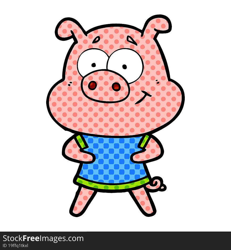 happy cartoon pig. happy cartoon pig