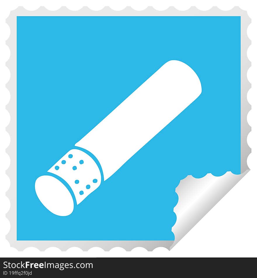 square peeling sticker cartoon of a cigarette stick