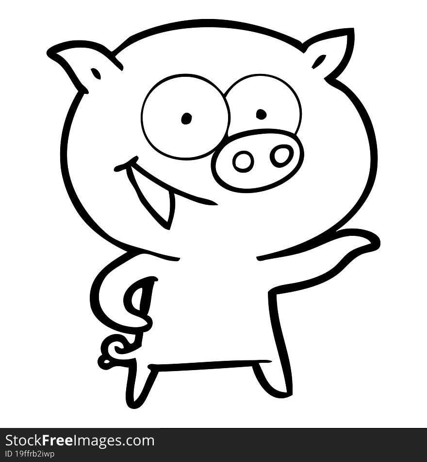 cheerful pig cartoon. cheerful pig cartoon