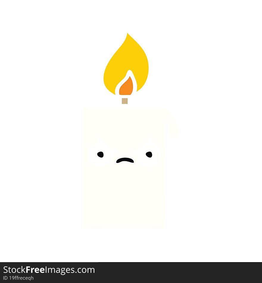 flat color retro cartoon of a lit candle