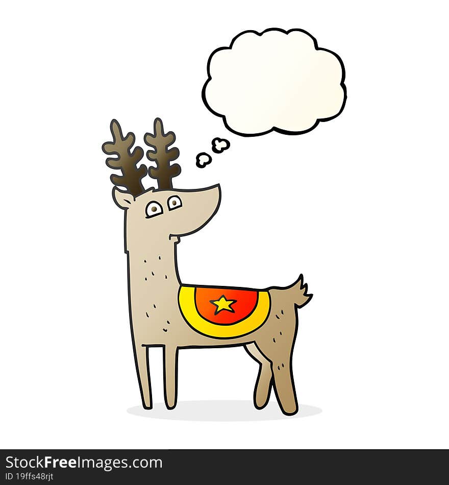 freehand drawn thought bubble cartoon reindeer