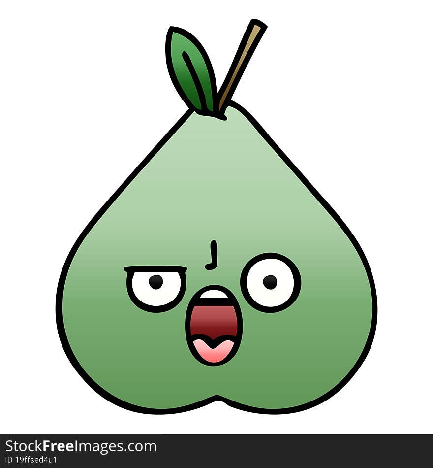 gradient shaded cartoon green pear