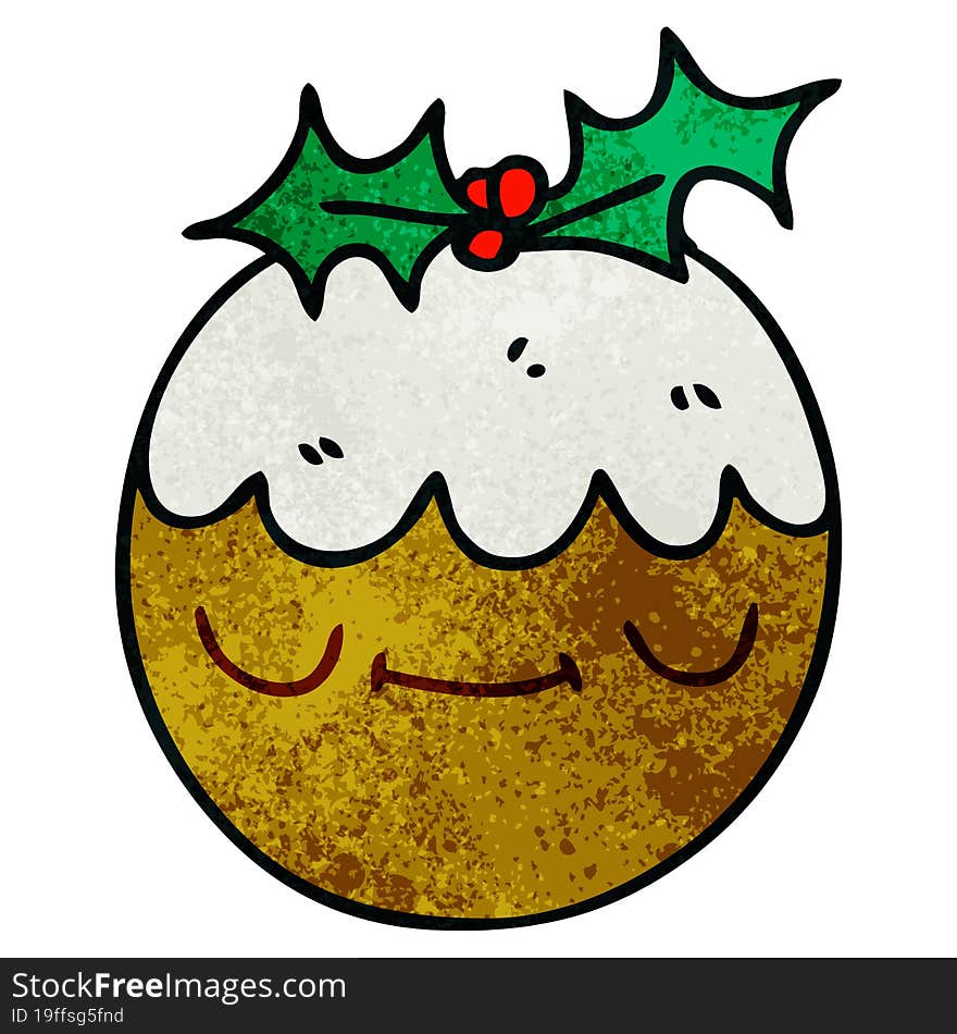 Quirky Hand Drawn Cartoon Christmas Pudding