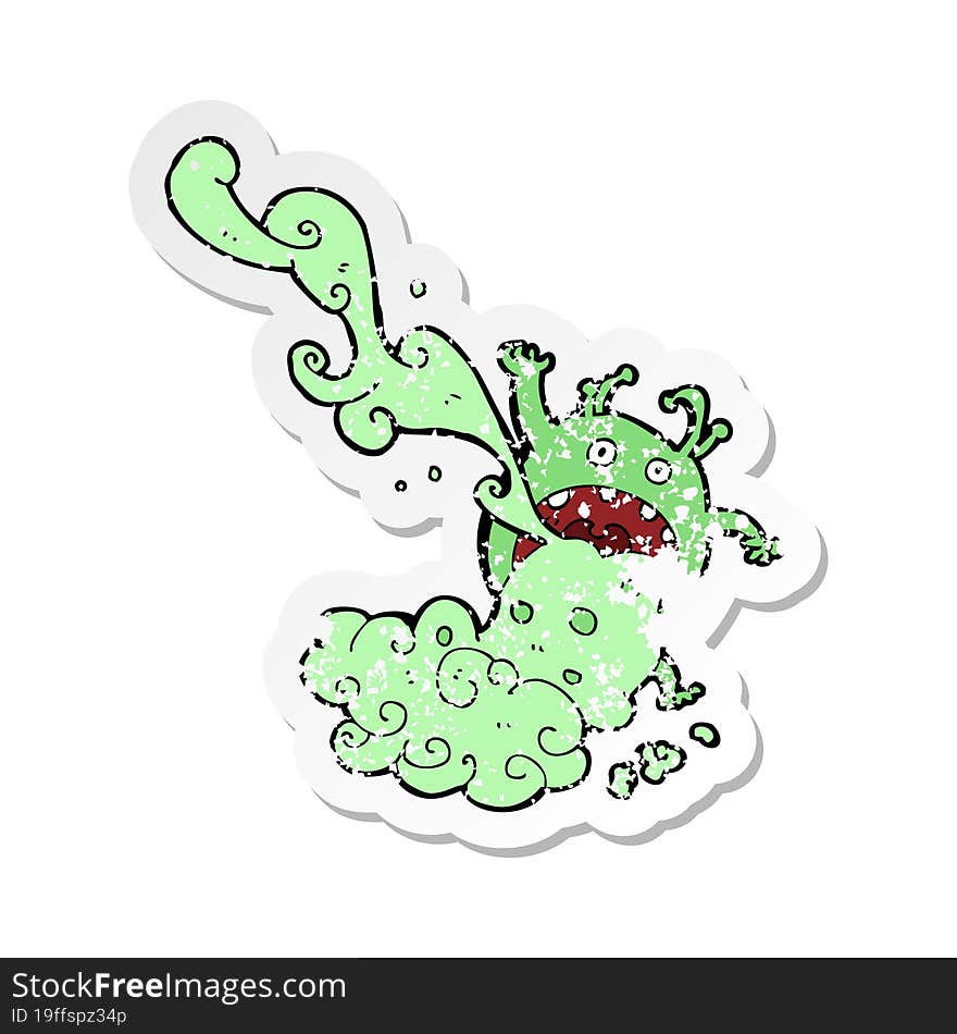 retro distressed sticker of a cartoon gross monster