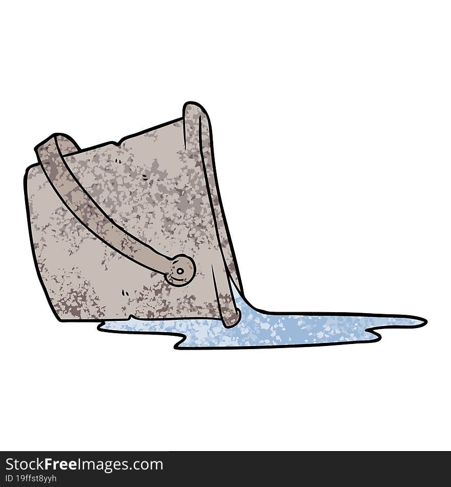 cartoon spilled bucket of water. cartoon spilled bucket of water