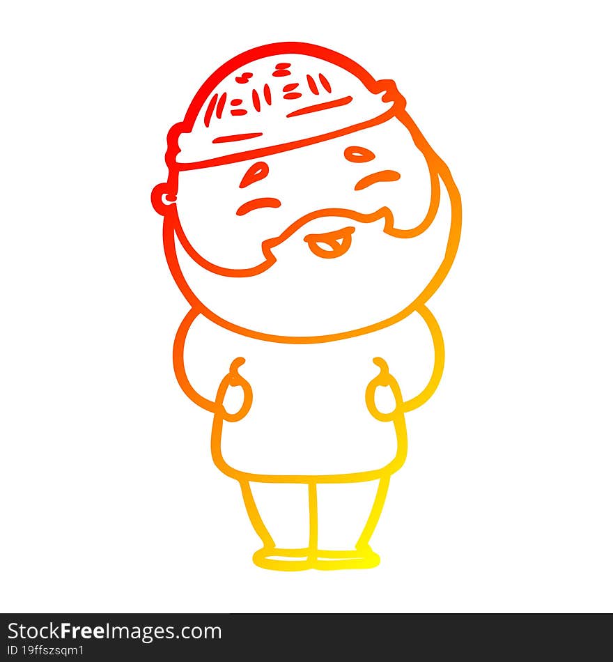 warm gradient line drawing cartoon happy bearded man