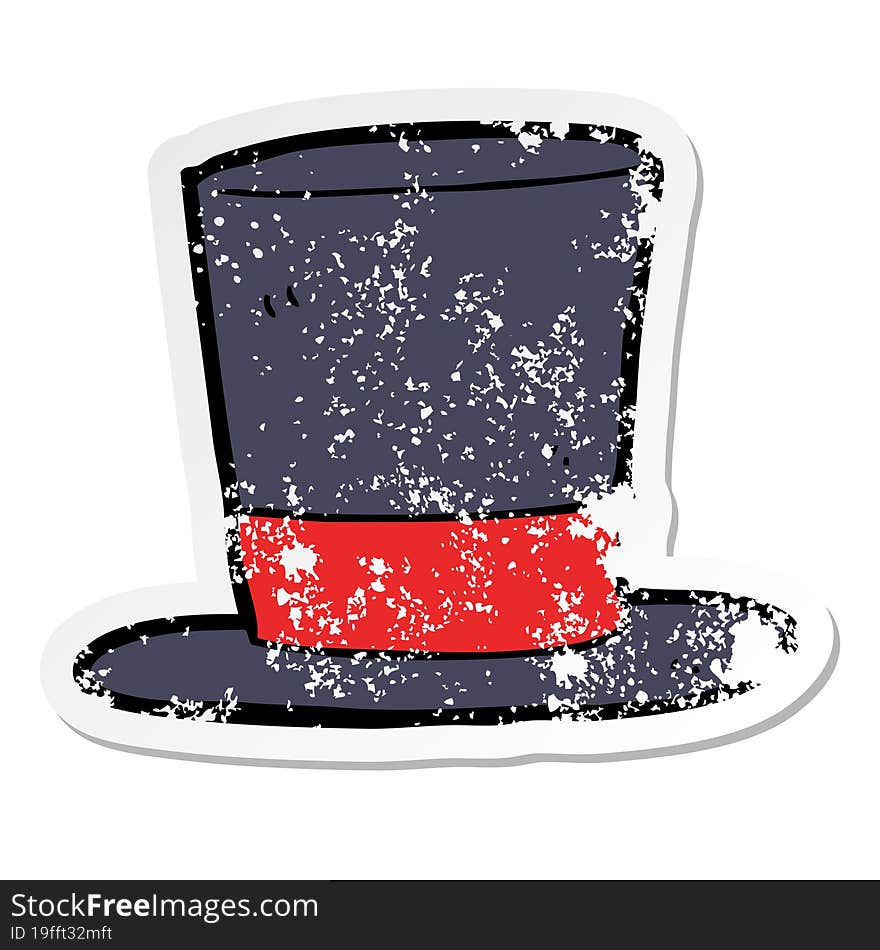 distressed sticker of a cartoon top hat