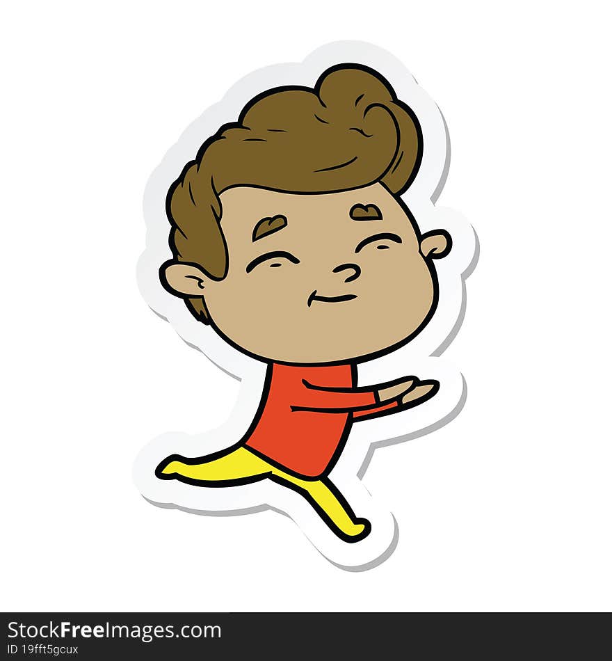 sticker of a running cartoon man