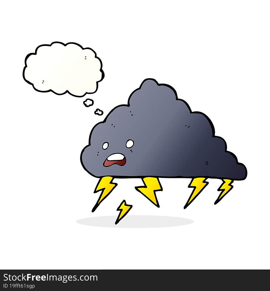 cartoon thundercloud with thought bubble