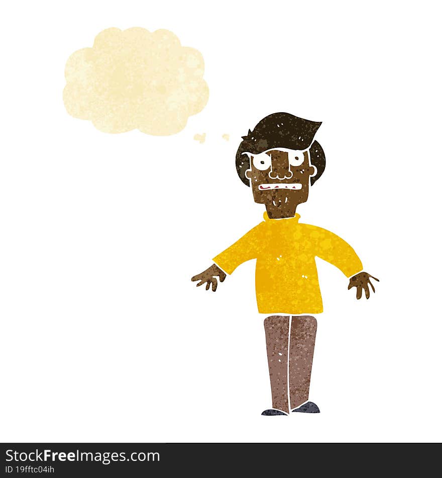 cartoon shocked man with thought bubble