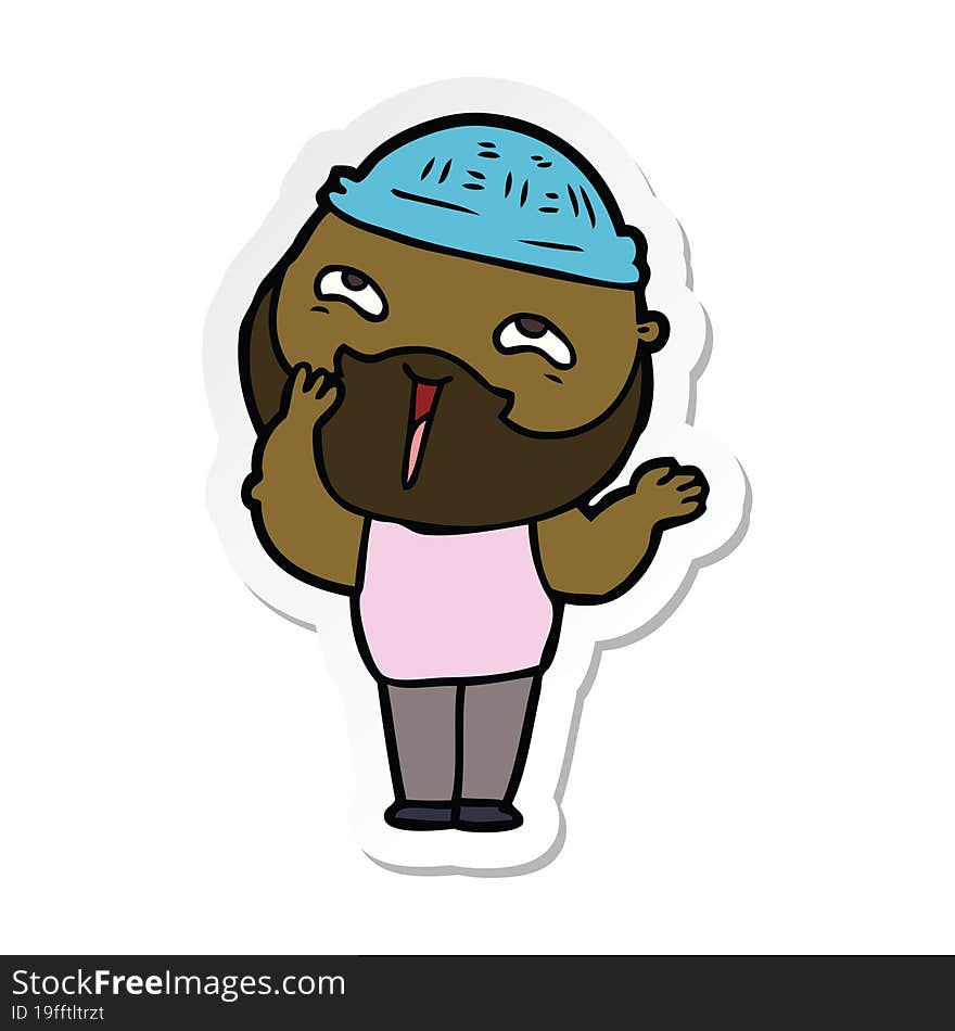 sticker of a cartoon happy bearded man