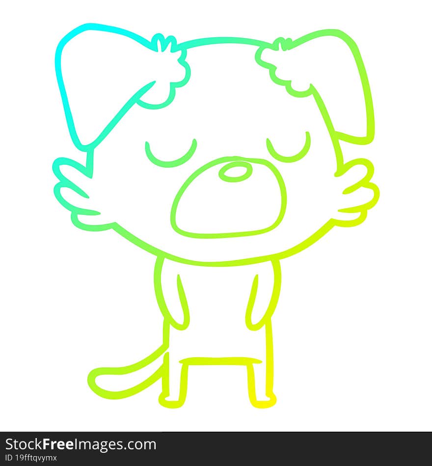 cold gradient line drawing of a cartoon dog