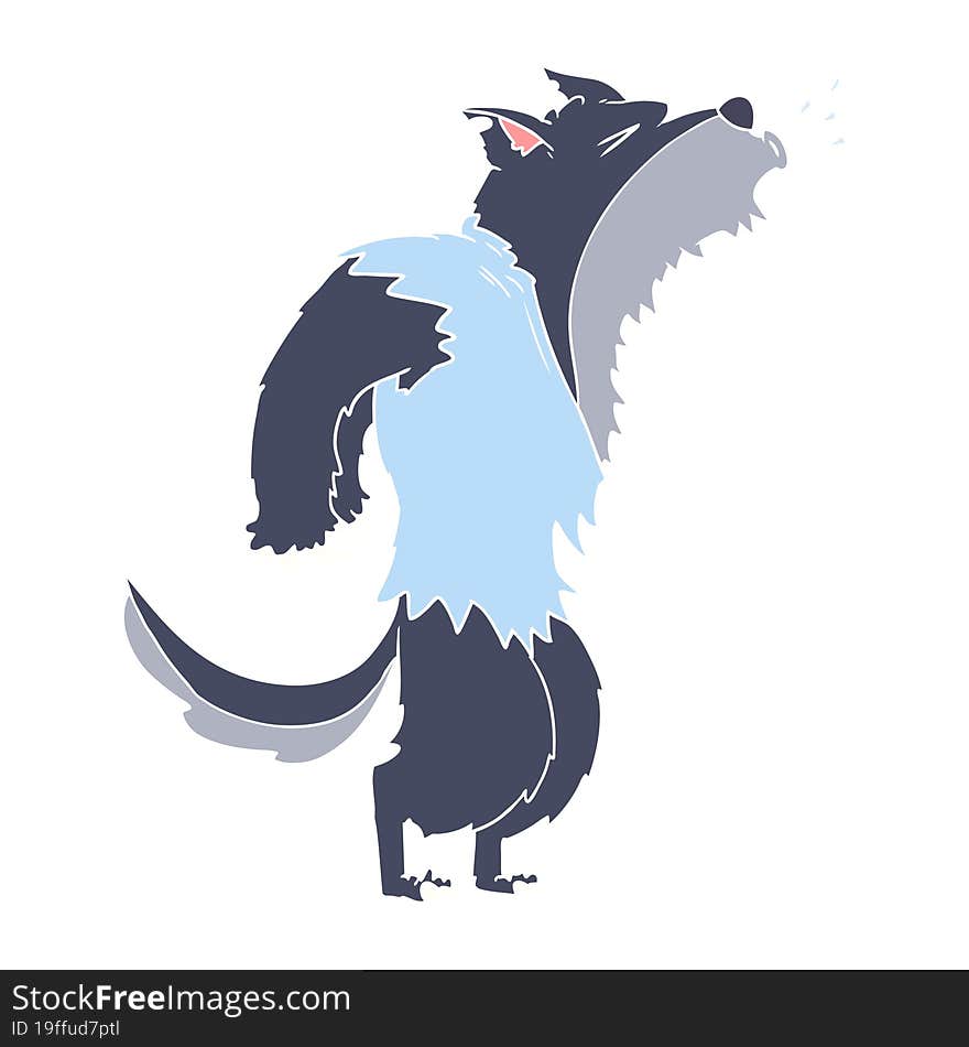 flat color style cartoon howling werewolf