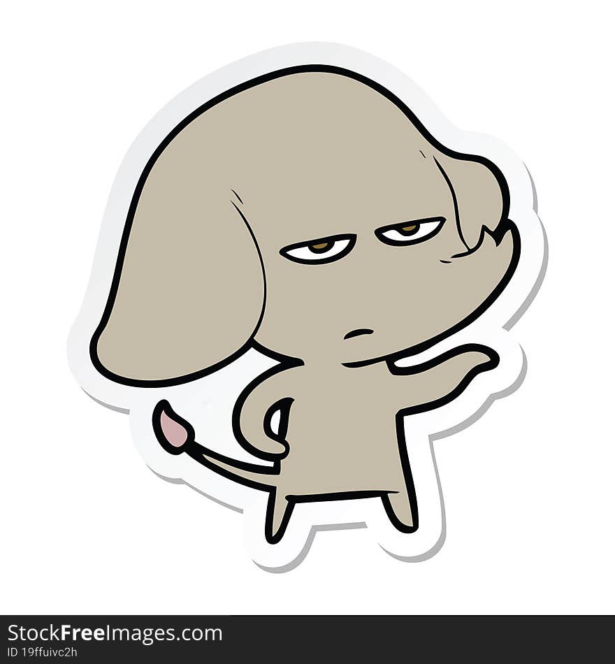 sticker of a annoyed cartoon elephant