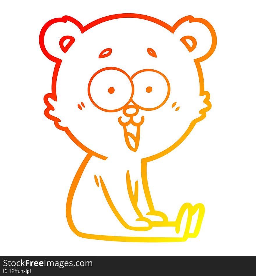 warm gradient line drawing laughing teddy  bear cartoon