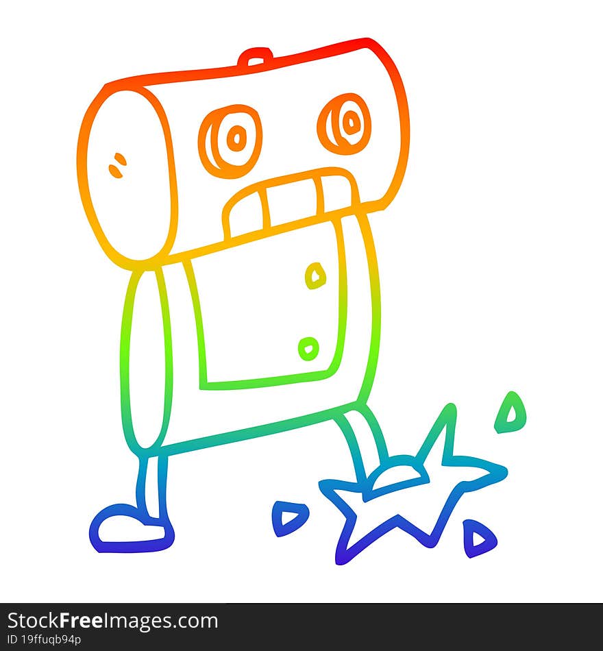 rainbow gradient line drawing cartoon robot