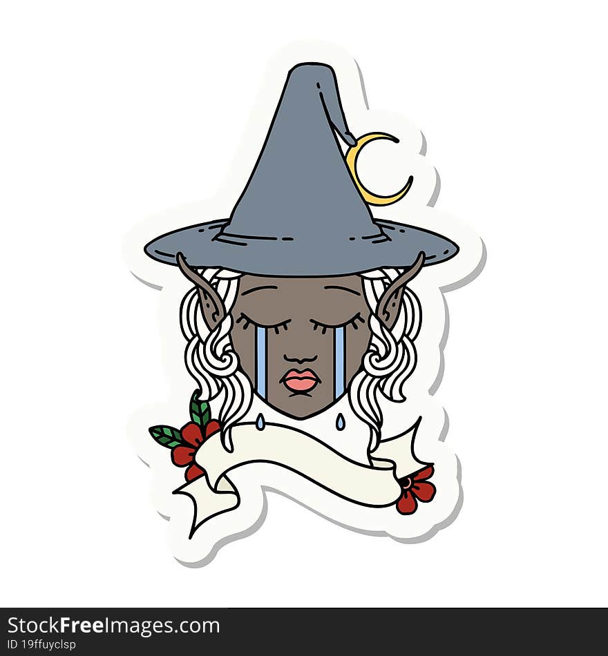 sad elf mage character face sticker