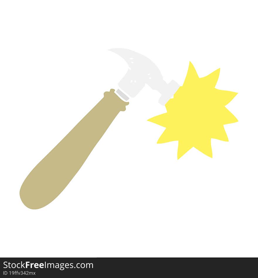 Flat Color Illustration Of A Cartoon Hammer