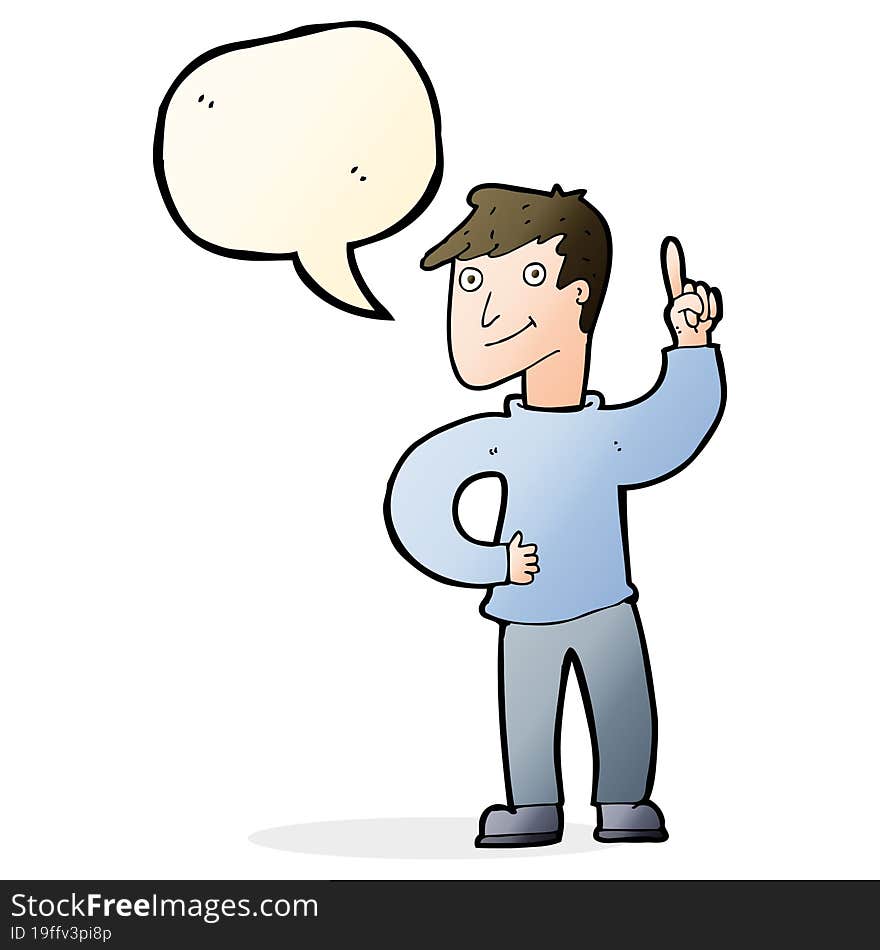 Cartoon Man With Great Idea With Speech Bubble