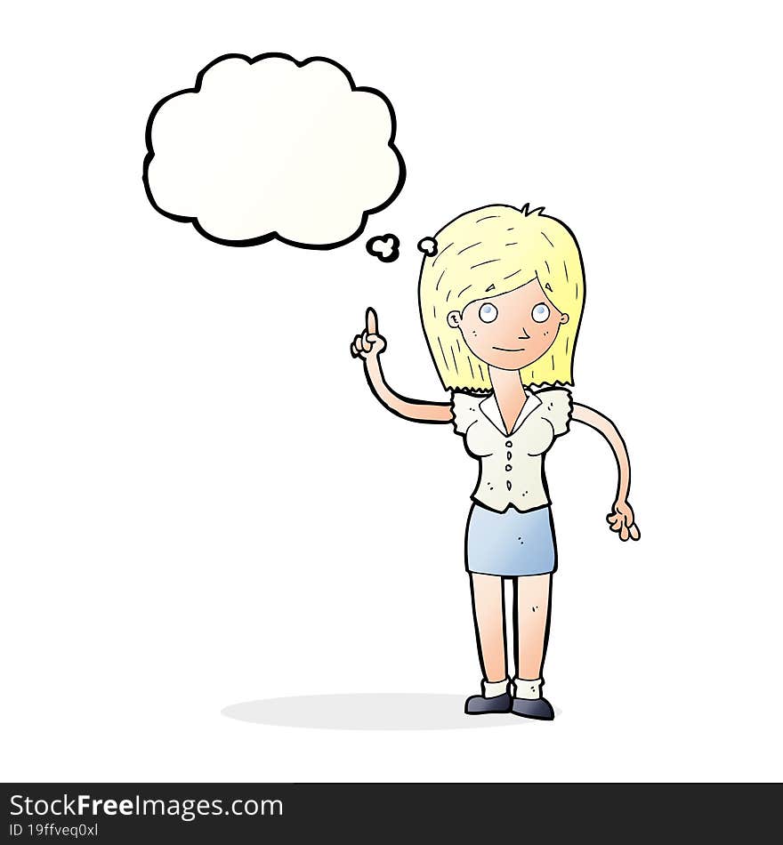 cartoon woman with idea with thought bubble