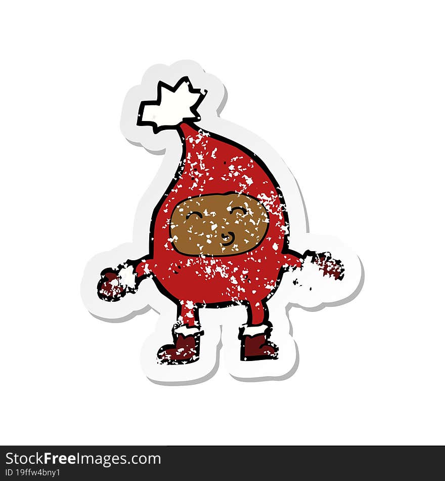 retro distressed sticker of a cartoon funny christmas character