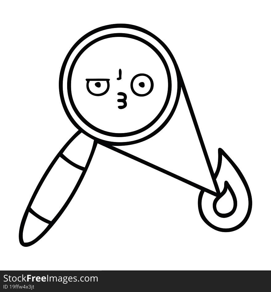 line drawing cartoon magnifying glass