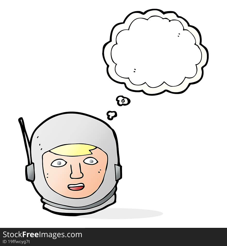 cartoon astronaut head with thought bubble